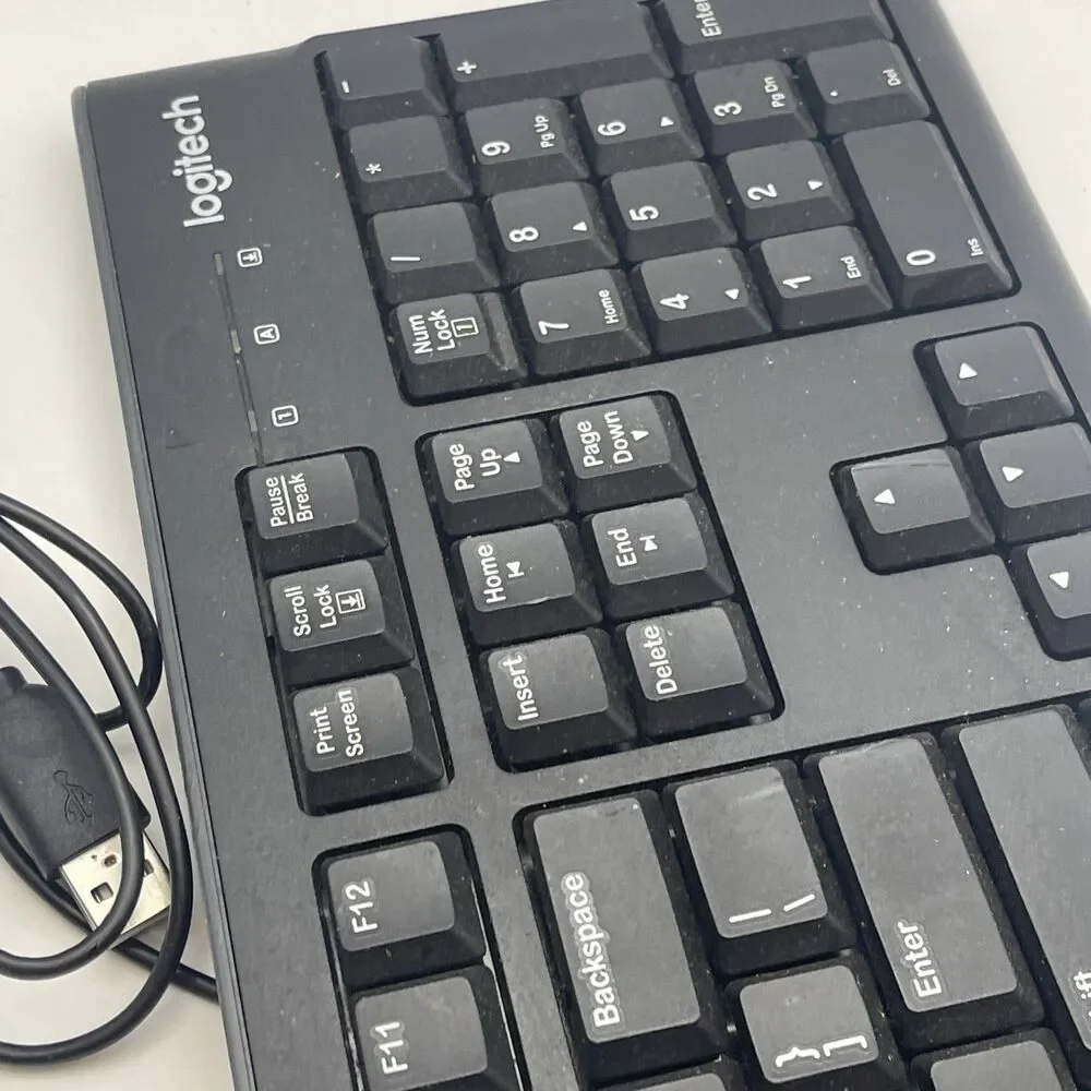 Logitech K120 USB Wired Keyboard Full Size Plug and Play Tested